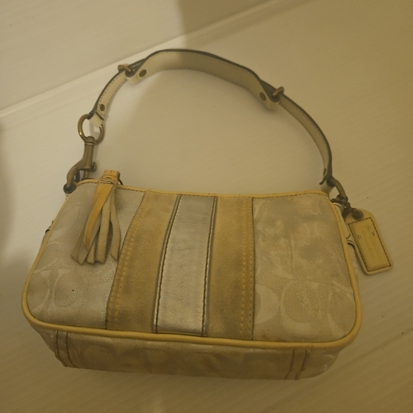 Coach Metallic Silver Monogram Baguette Demi Bag 2182 purse Y2K - Picture 4 of 16